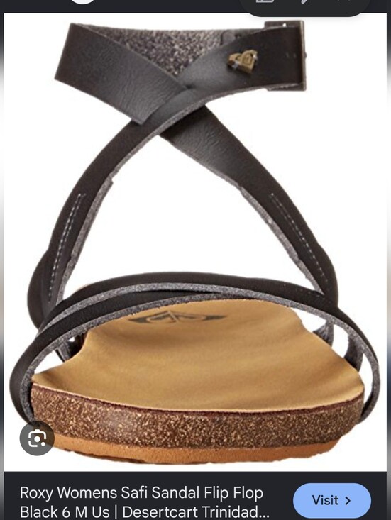 Roxy Shoes - Roxy Leather Black Strappy Ankle Wrap Sandal